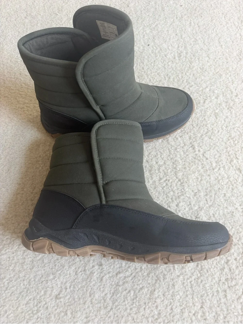 Lands' End Olive Green Quilted Winter Snow Boots Mens 10